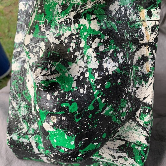 Abstract Original “Z” Face Print Mask Paper Mache 14x10x8 Mixed Media Sculpture - Picture 4 of 11
